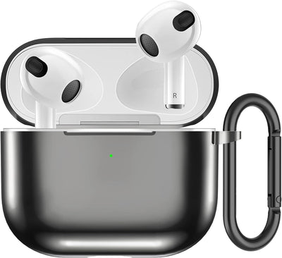 Compatible with Airpods 3 Generation 2021 Case Cover,Tpu Protective Cases Skin for Airpod 3Rd Gen for Women Men (Front LED Visible)(Black)