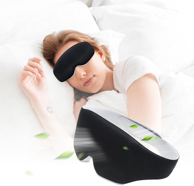 Sleep Mask for Women Men, Comfortable 3D Eye for Sleeping, 3D Contoured Cup Light Blocking Blackout Sleep Mask, Ultra Soft Silk Eye Mask for Travel, Nap, Meditation (Black)