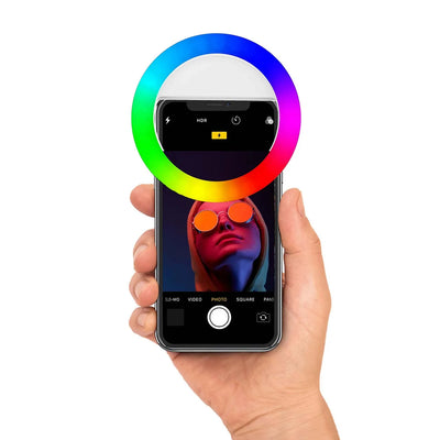 RGB Phone Clip LED Light for Selfies, Makeup Apply, and More; White