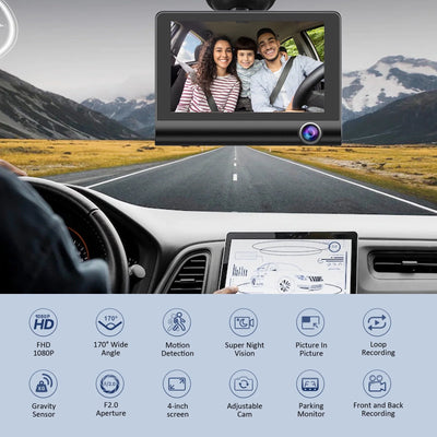 Rear dash cam installed on rear windshield

