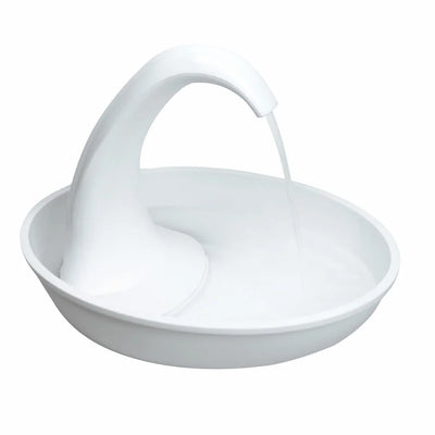 Swan-shaped pet water fountain on  floor

