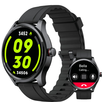 Smart Watch for Iphone & Android, 1.39" round Touchscreen, Bluetooth Calling and Texts Notification, Alexa Built-In, Fitness Tracker with over 100 Sport Modes, IP68 Waterproof -Black