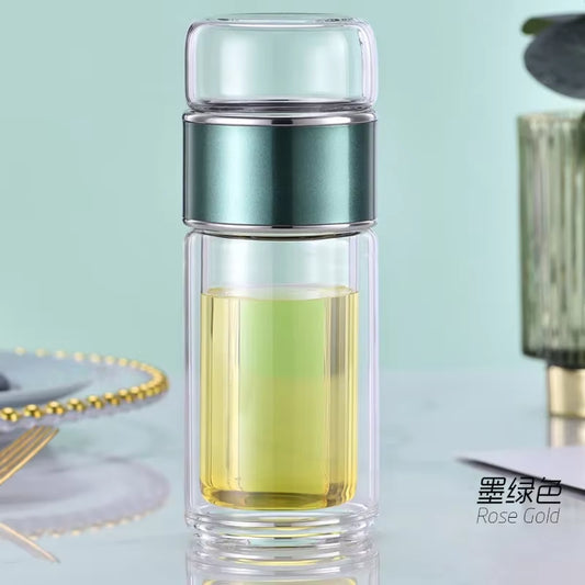 Tea Water Bottle High Borosilicate Glass Double Layer Tea Water Cup Infuser Tumbler Drinkware Water Bottle with Tea Filter