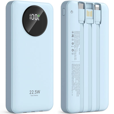 10000Mah Power Bank 22.5W Fast Charging Portable Charger with Cables, USB Battery Pack Compatible for Iphone and Android Cell Phone